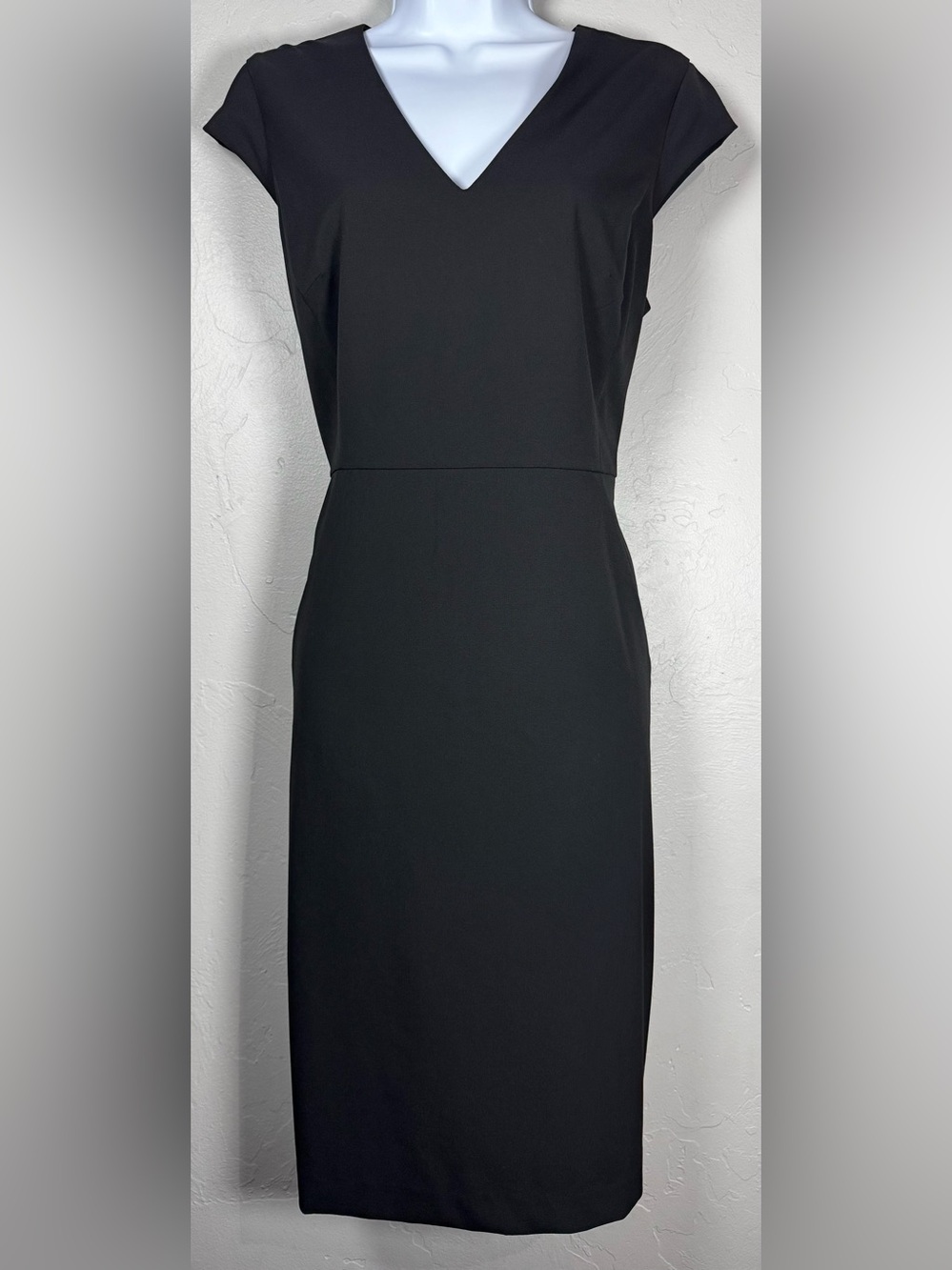 Ann Taylor Factory $119 Black V-Neck Midi Sheath Office Dress Size 6